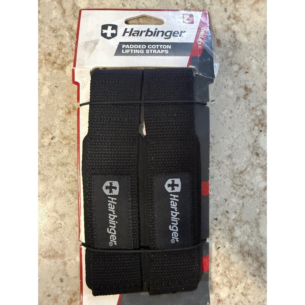 Harbinger Padded Cotton Lifting Straps‎ Black NeoTek Grip Support 21.5" 21300